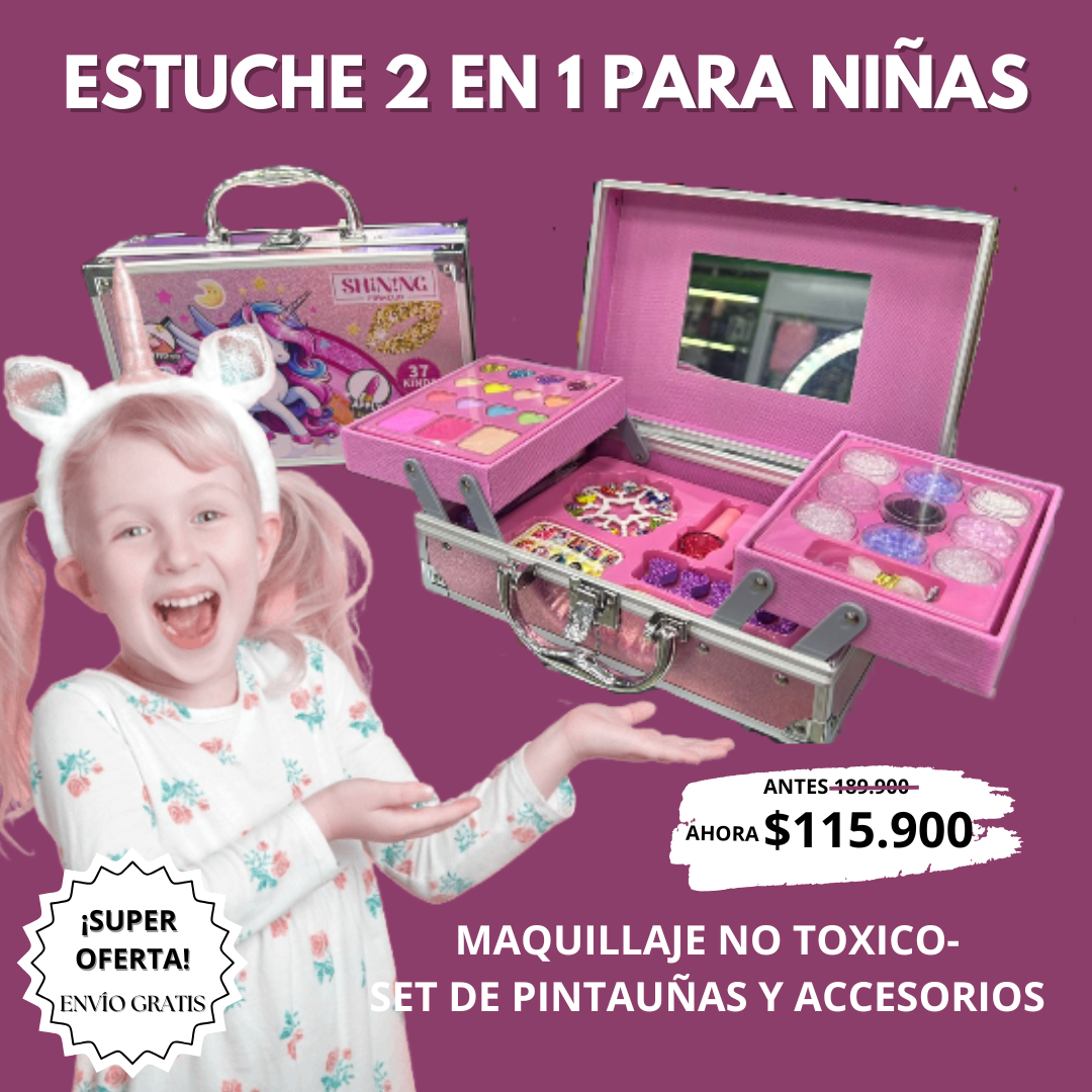 MALETÍN DE MAQUILLAJE 2 EN 1 PARA NIÑAS